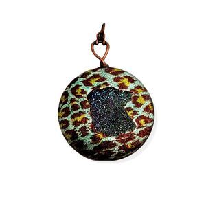 Dragon Skin Druzy Gemstone Medallion Antiqued Copper Bail